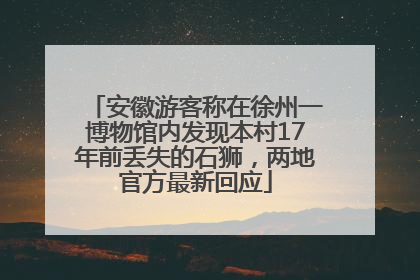 安徽游客称在徐州一博物馆内发现本村17年前丢失的石狮，两地官方最新回应